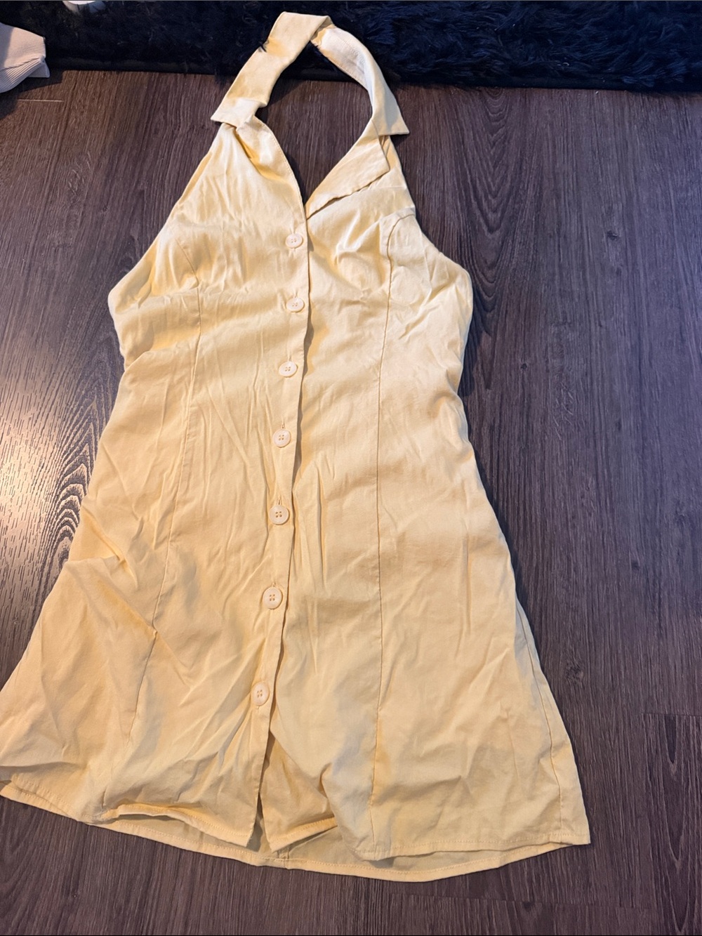 REVOLVE Pale Yellow Halter Button-Front Chemise
